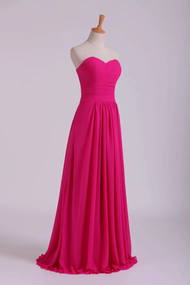 2024 Sweetheart Bridesmaid Dresses A-Line Floor Length Chiffon Ruffle