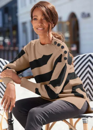 Abstract Graphic Sweater - Black & Off White
