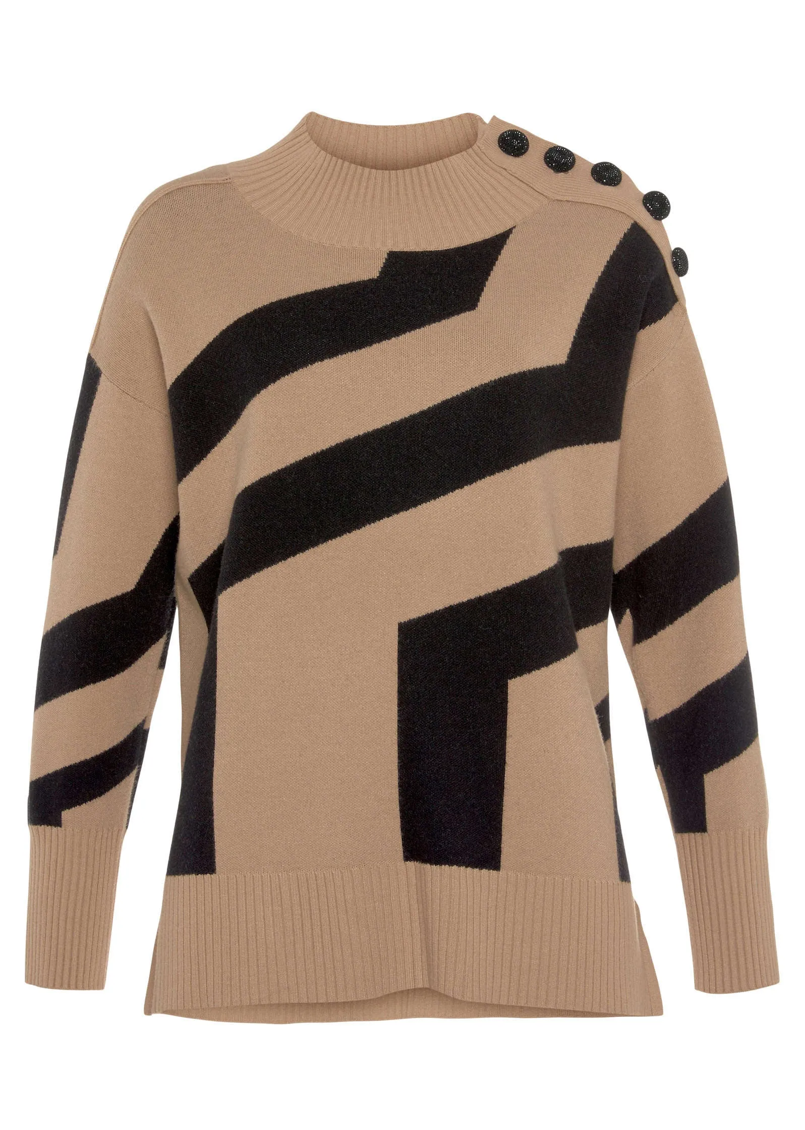 Abstract Graphic Sweater - Black & Off White