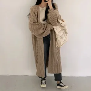 Autumn Winter Fashion Female Vintage Full Sleeve Loose Warm Knitwear Long Sweaters Cardigan Women Casual Sweater Coats Outwear
