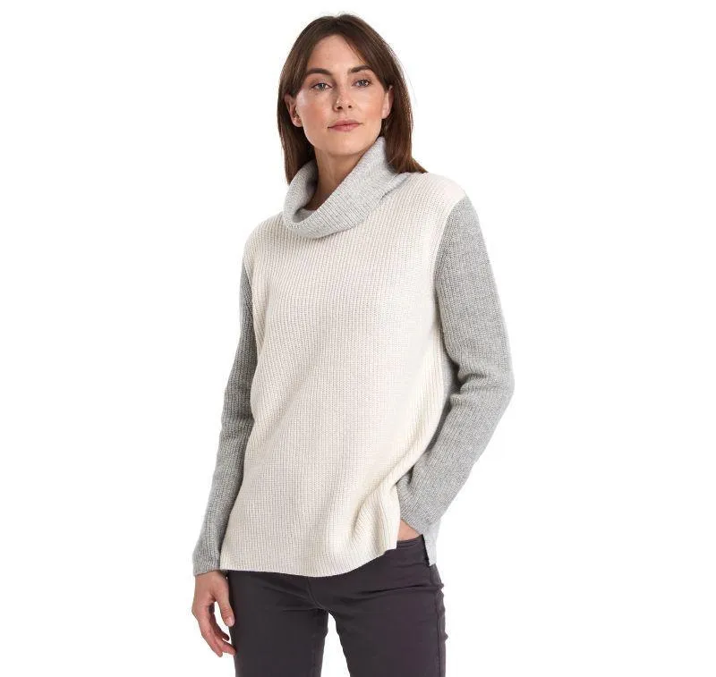 Barbour Dipton Roll Collar Ladies Knit - Cloud/Grey Marl