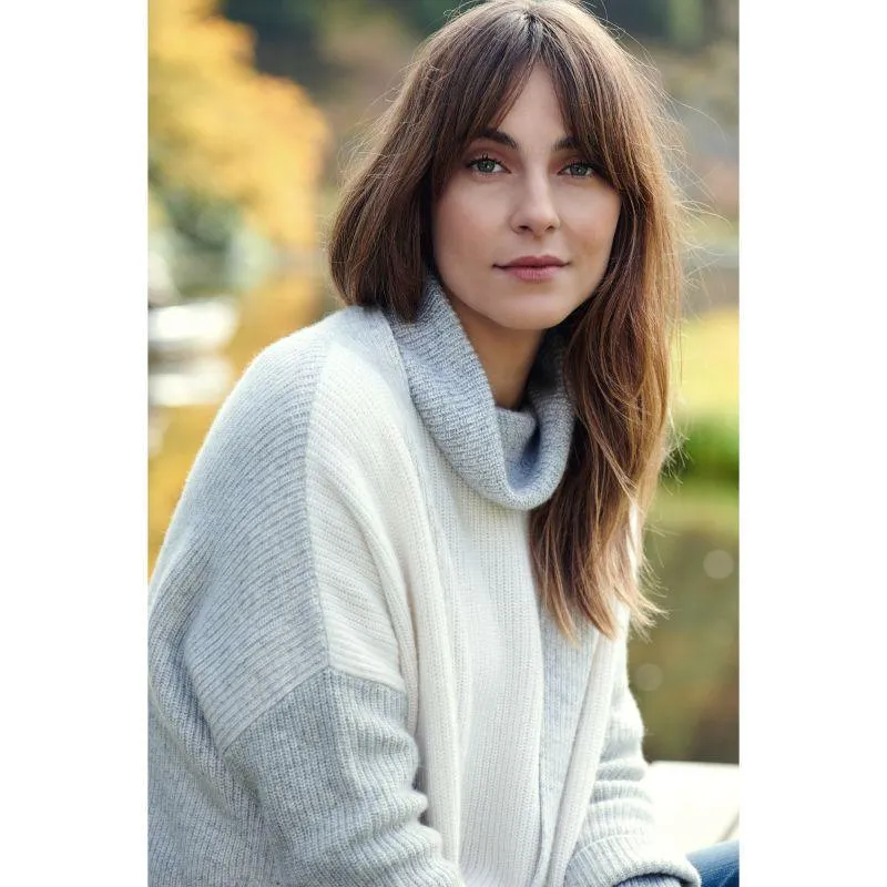 Barbour Dipton Roll Collar Ladies Knit - Cloud/Grey Marl