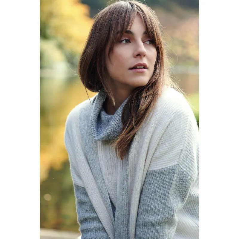 Barbour Dipton Roll Collar Ladies Knit - Cloud/Grey Marl