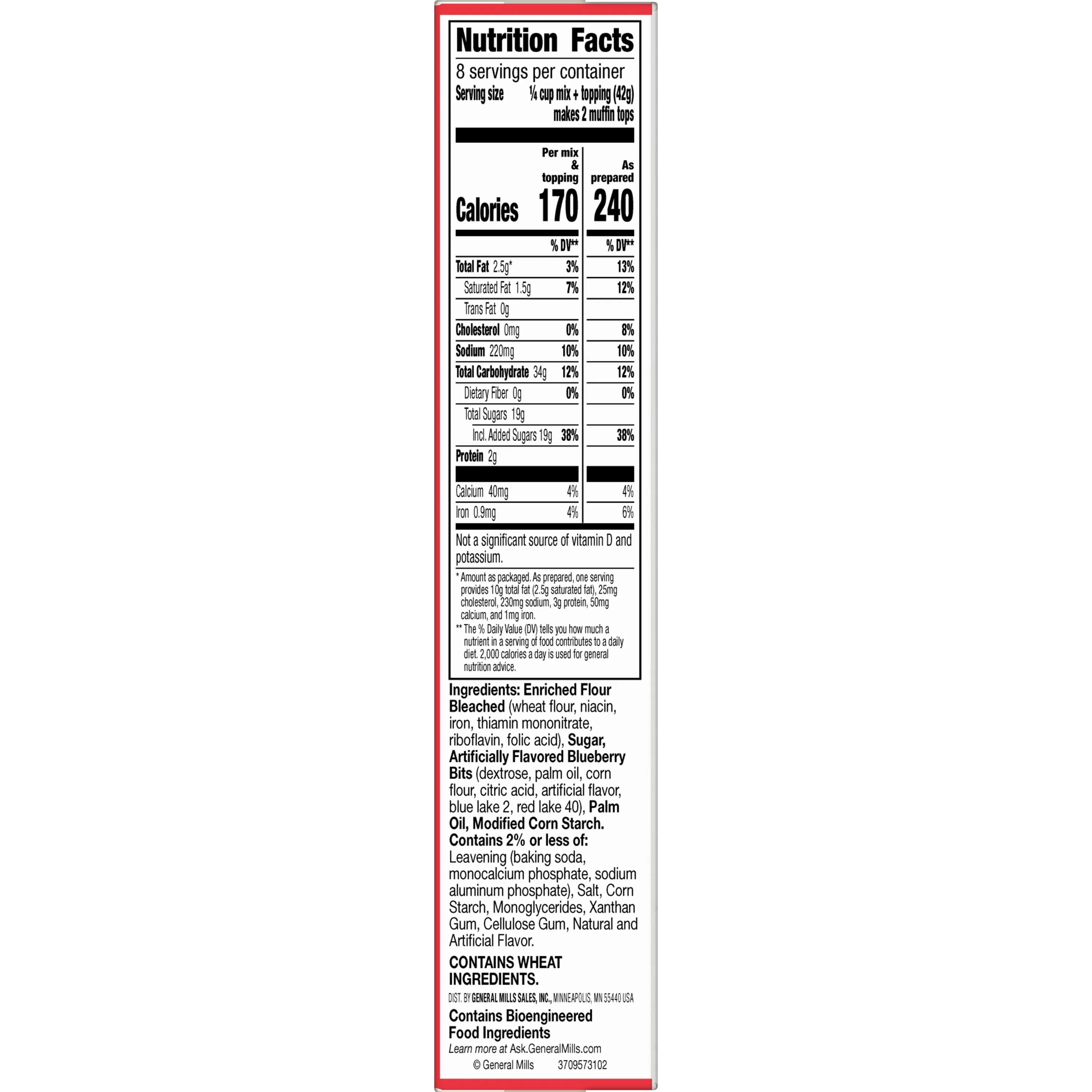 Betty Crocker Muffin Tops Mix, Blueberry, With Topping, 11.9 oz