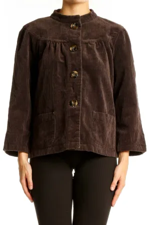 Brown Corduroy Button-Up Jacket