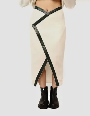 Casual Midi Wool Skirt on Staples in Pure White