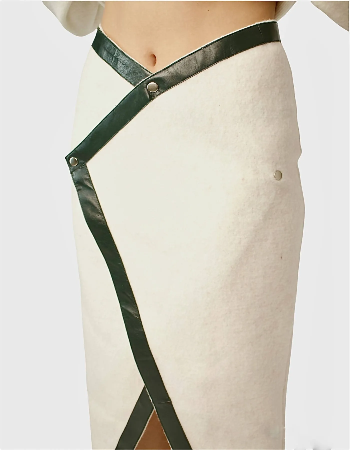 Casual Midi Wool Skirt on Staples in Pure White