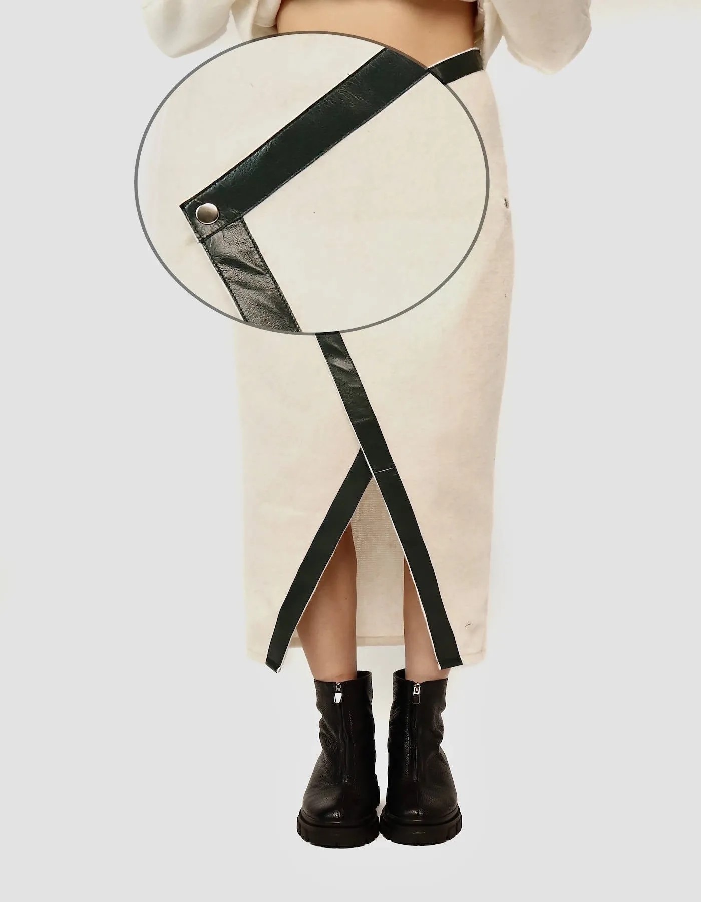Casual Midi Wool Skirt on Staples in Pure White