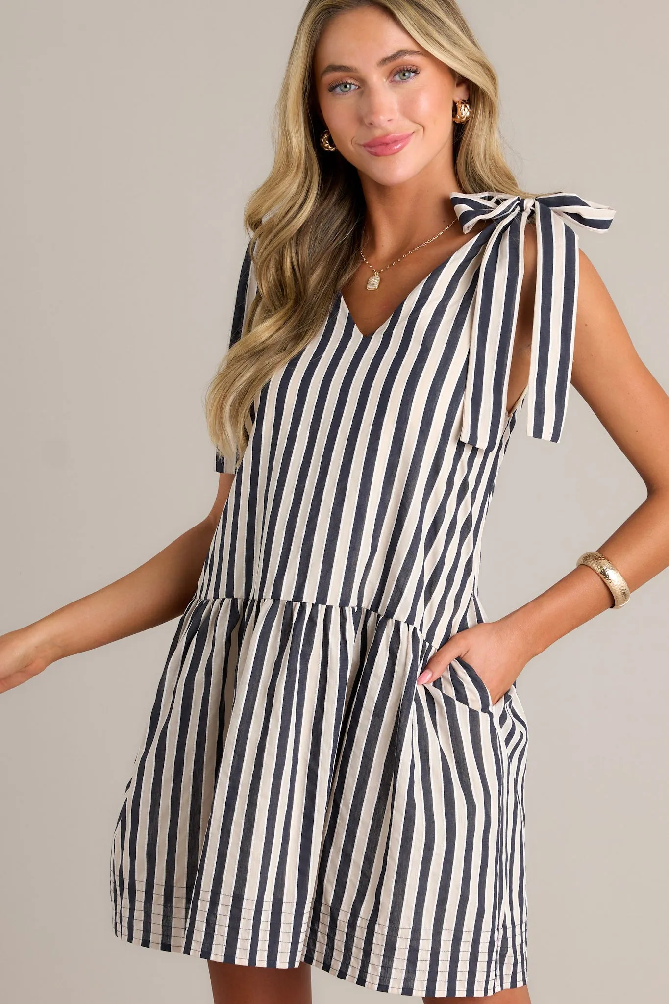 Chic Allure Black Stripe Mini Dress