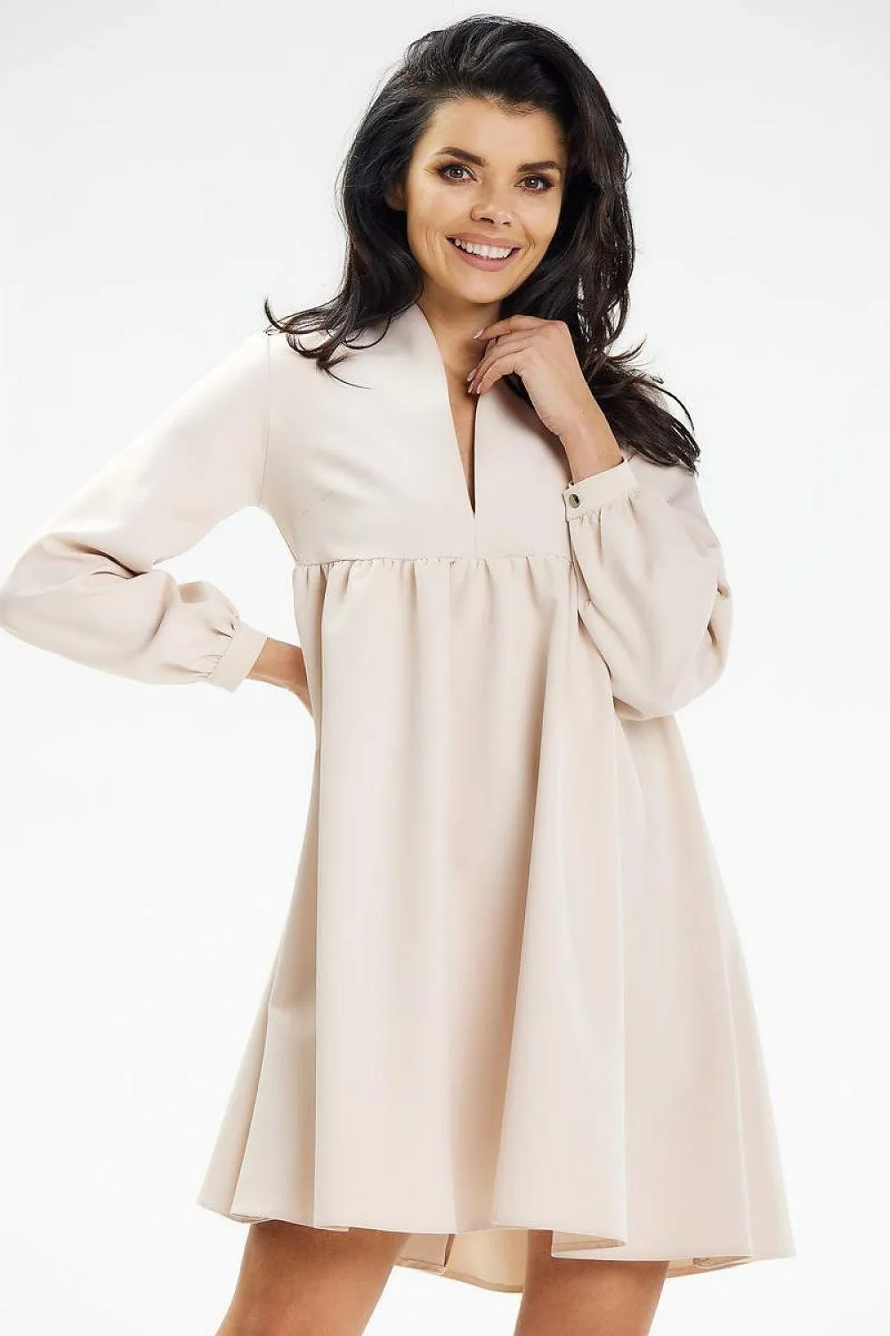 Chic Elegance: Stand-Up Collar Mini Dress for Any Occasion