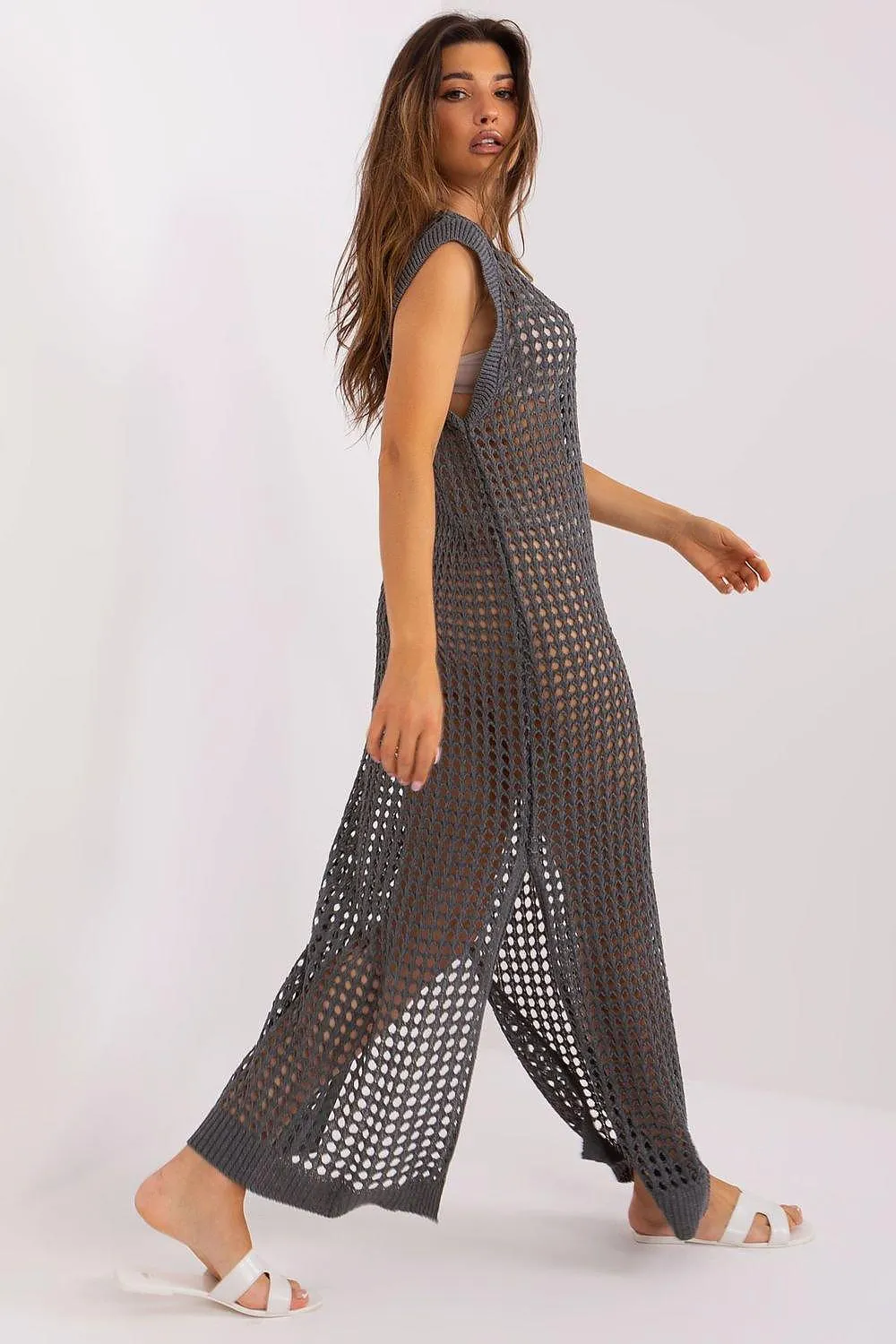Coastal Breeze Knit Maxi Dress with Chic Side Slits