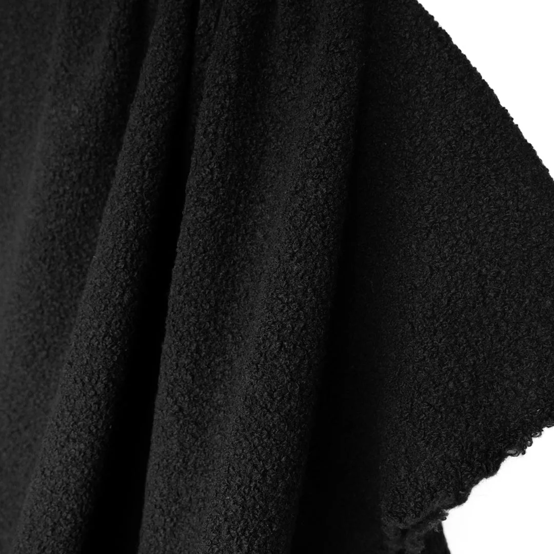 Deadstock Wool Blend Boucle Fleece  - Black