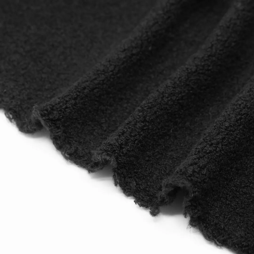 Deadstock Wool Blend Boucle Fleece  - Black