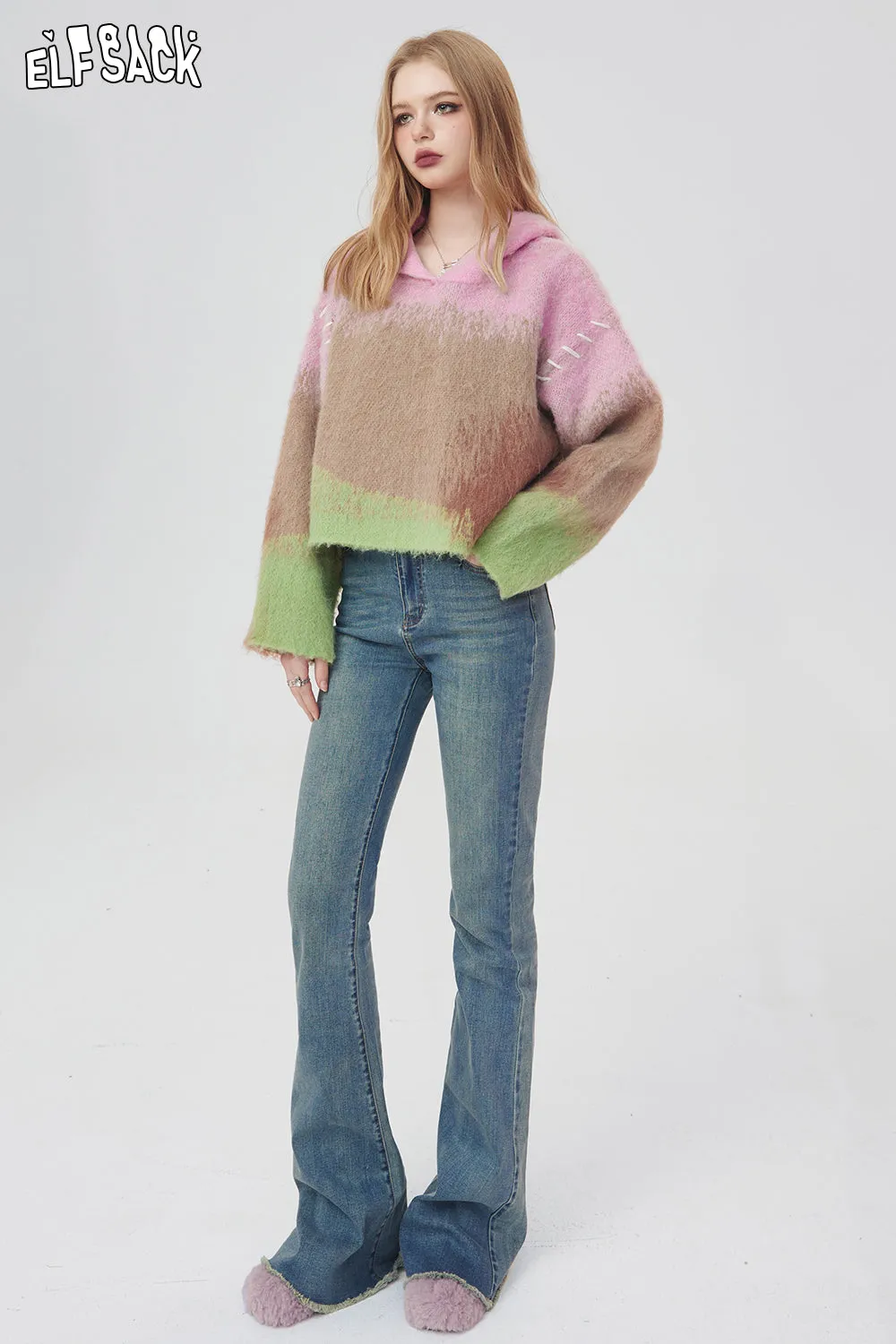 ELFSACK Lightweight Hoodied Sweaters For Women Dressy Casual Tops 2024 Spring New