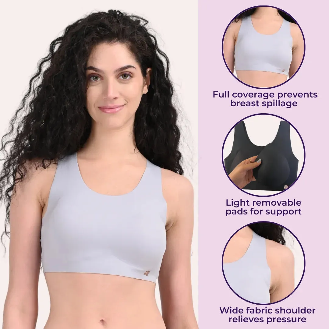 EzeFit Bra | U Back | Seamless | Fabric Shoulder | T shirt Bra/Sports Bra | Removable Pads | Non Wired