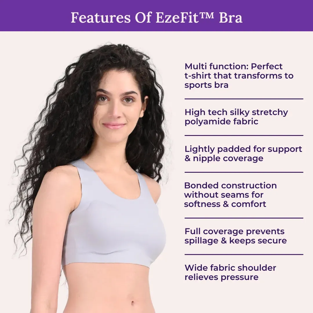 EzeFit Bra | U Back | Seamless | Fabric Shoulder | T shirt Bra/Sports Bra | Removable Pads | Non Wired