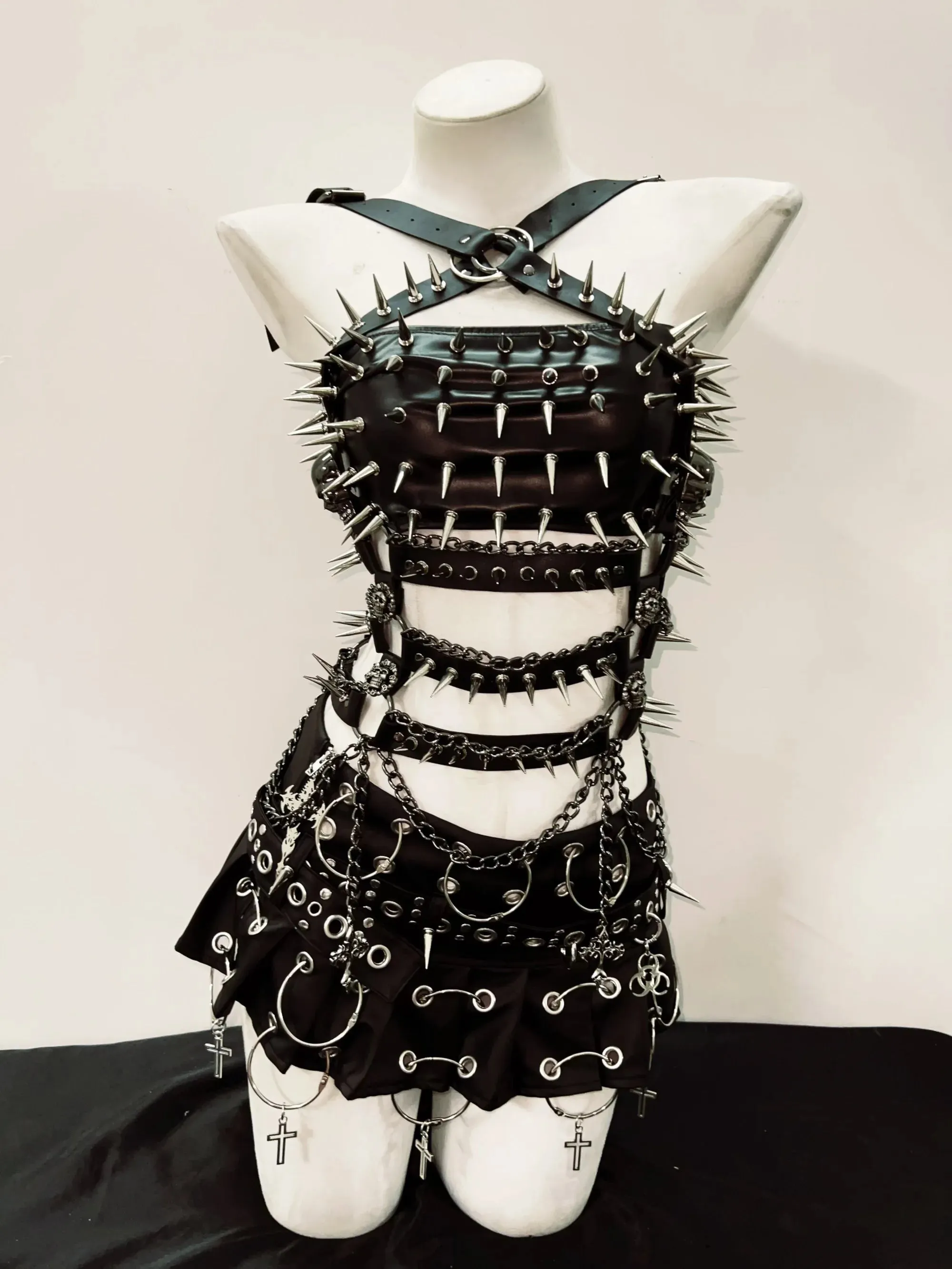 Flytonn-Cross Tops e girl clothes vintage tops gothic clothes y2k clothes gothic tank tops y2k fashion y2k crop top Rivets  tank tops