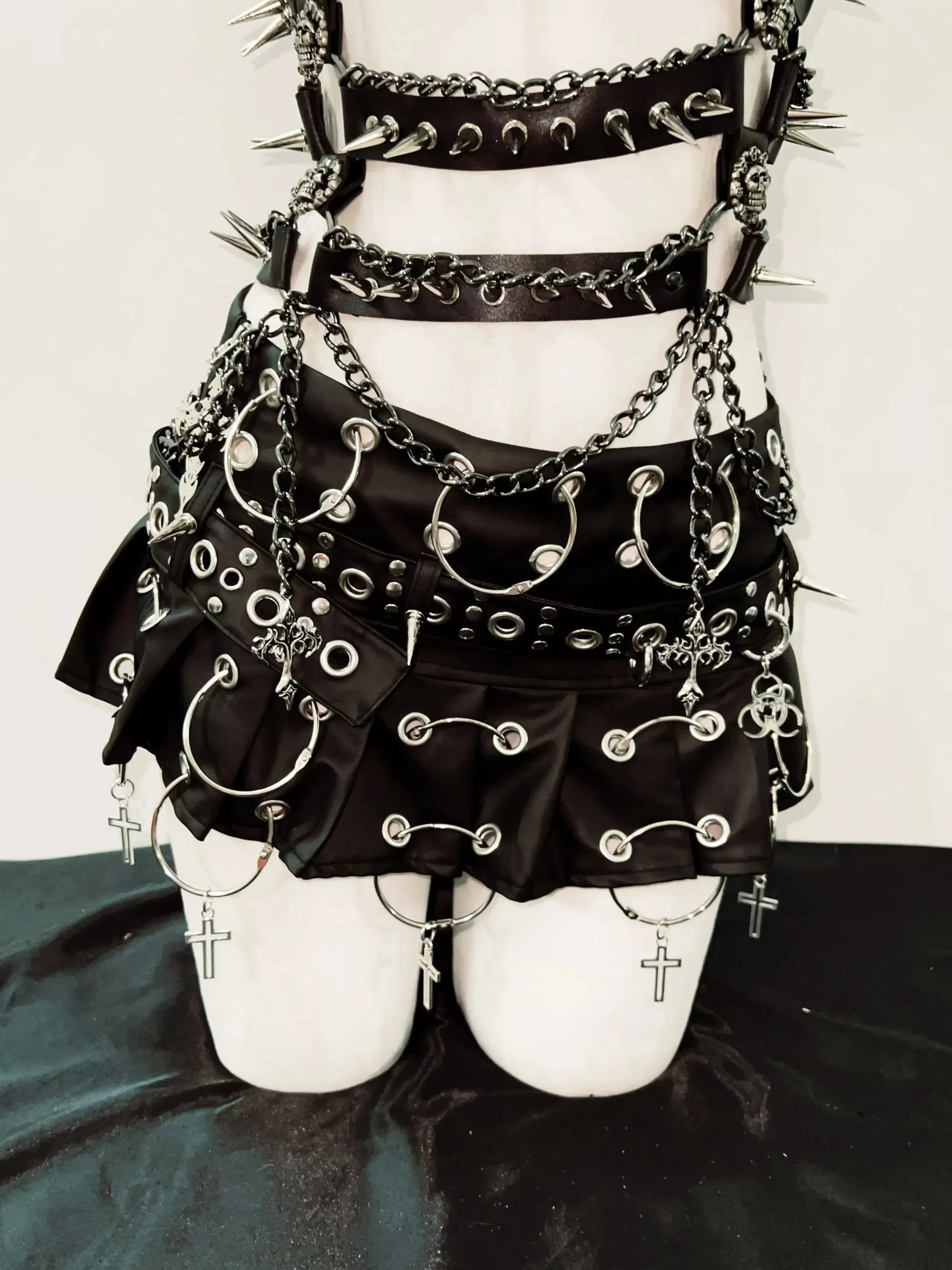 Flytonn-Cross Tops e girl clothes vintage tops gothic clothes y2k clothes gothic tank tops y2k fashion y2k crop top Rivets  tank tops
