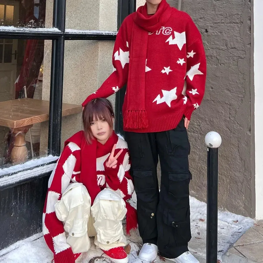 Flytonn-New Year Red Christmas Sweaters Women's Thickened Autumn Winter Popular Atmosphere Relaxed Long Top Pullover