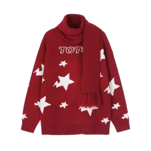 Flytonn-New Year Red Christmas Sweaters Women's Thickened Autumn Winter Popular Atmosphere Relaxed Long Top Pullover