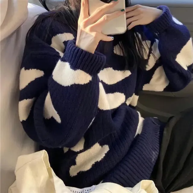 Flytonn-New Year Red Christmas Sweaters Women's Thickened Autumn Winter Popular Atmosphere Relaxed Long Top Pullover