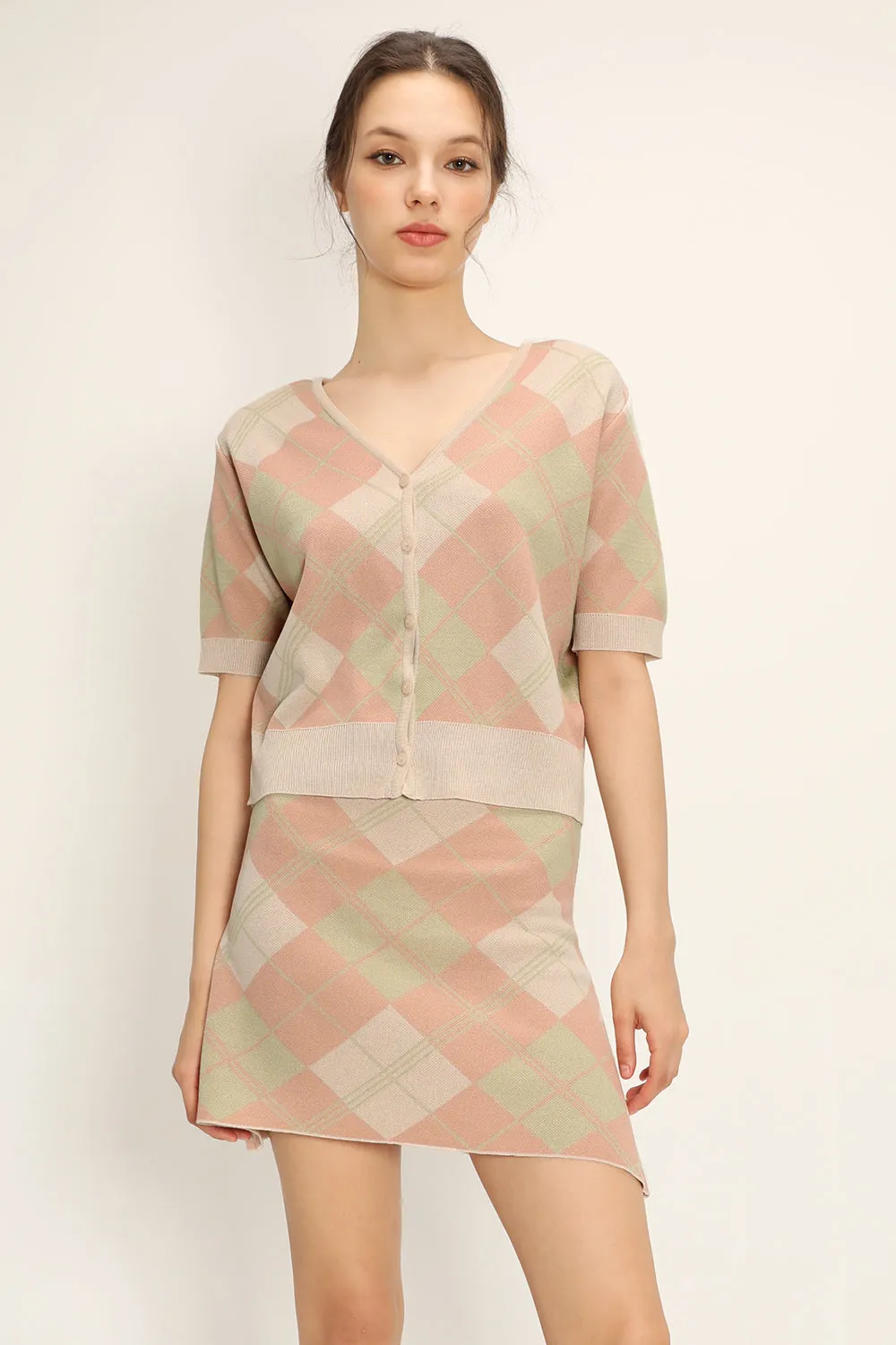 Giana Argyle Knit Cardigan