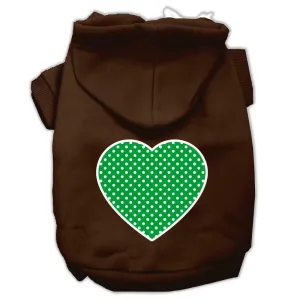 Green Swiss Dot Heart Screen Print Pet Hoodies Brown Size Lg (14)