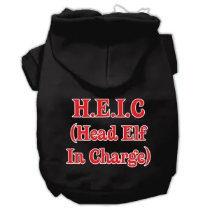 Head Elf In Charge Screen Print Pet Hoodies Black Size Sm (10)