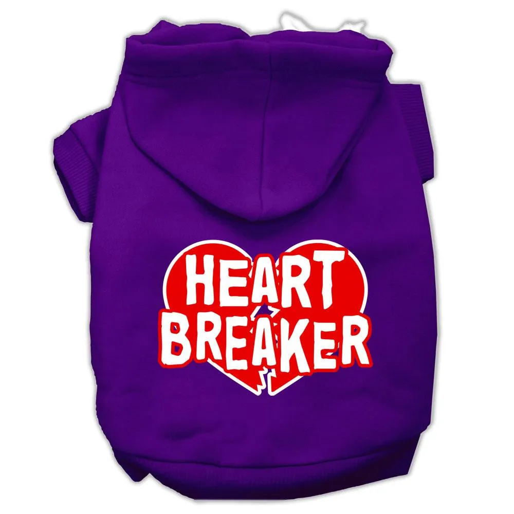 Heart Breaker Screen Print Pet Hoodies Purple Size XXXL (20)