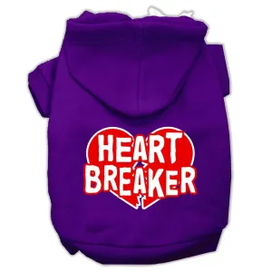 Heart Breaker Screen Print Pet Hoodies Purple Size XXXL (20)