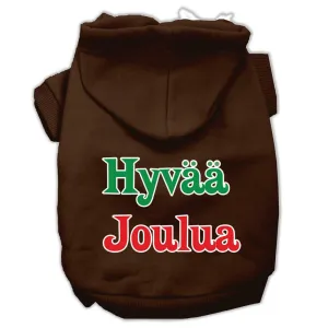 Hyvaa Joulua Screen Print Pet Hoodies Brown XS (8)