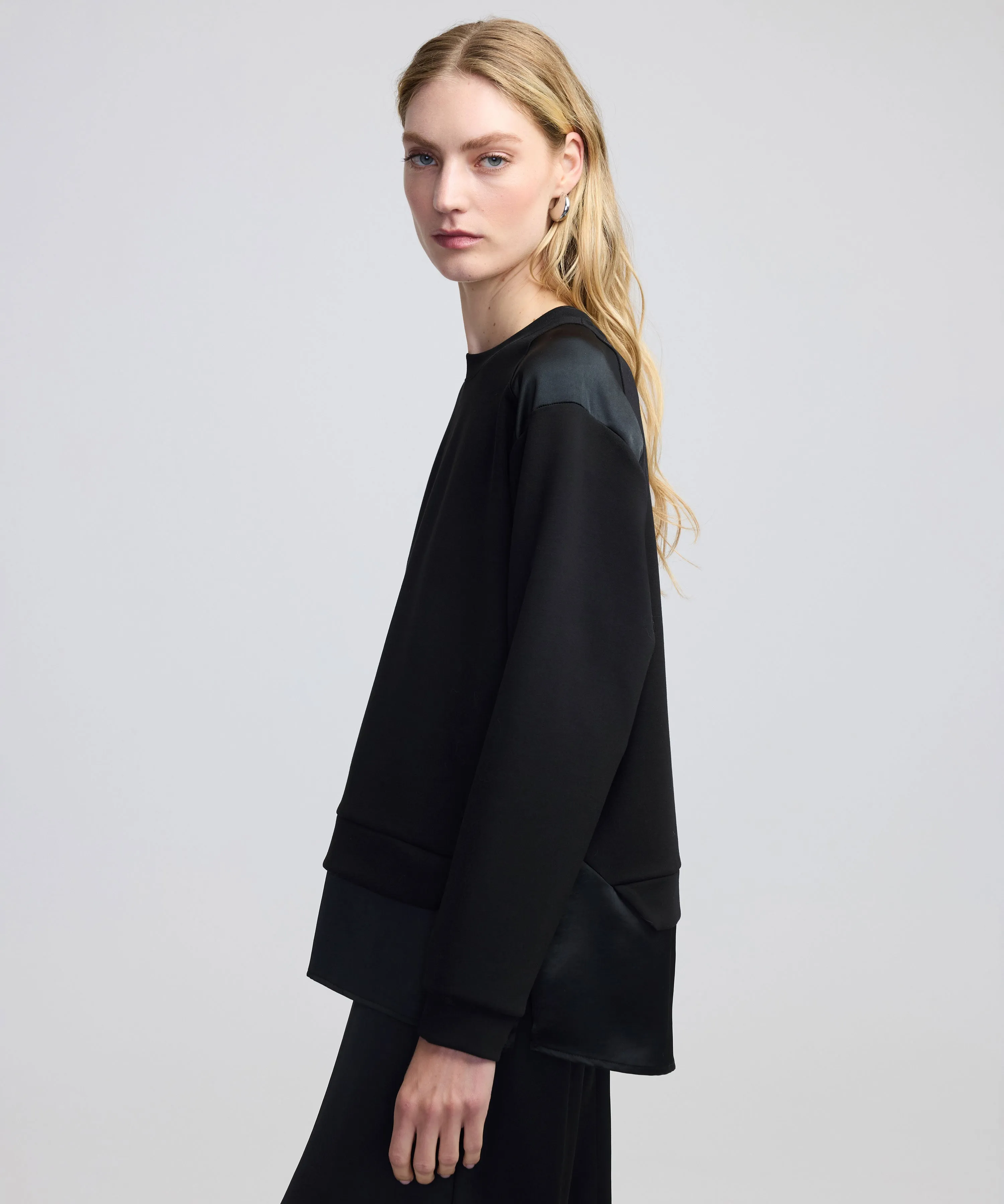 Ipekyol Satin Mix Sweatshirt Black