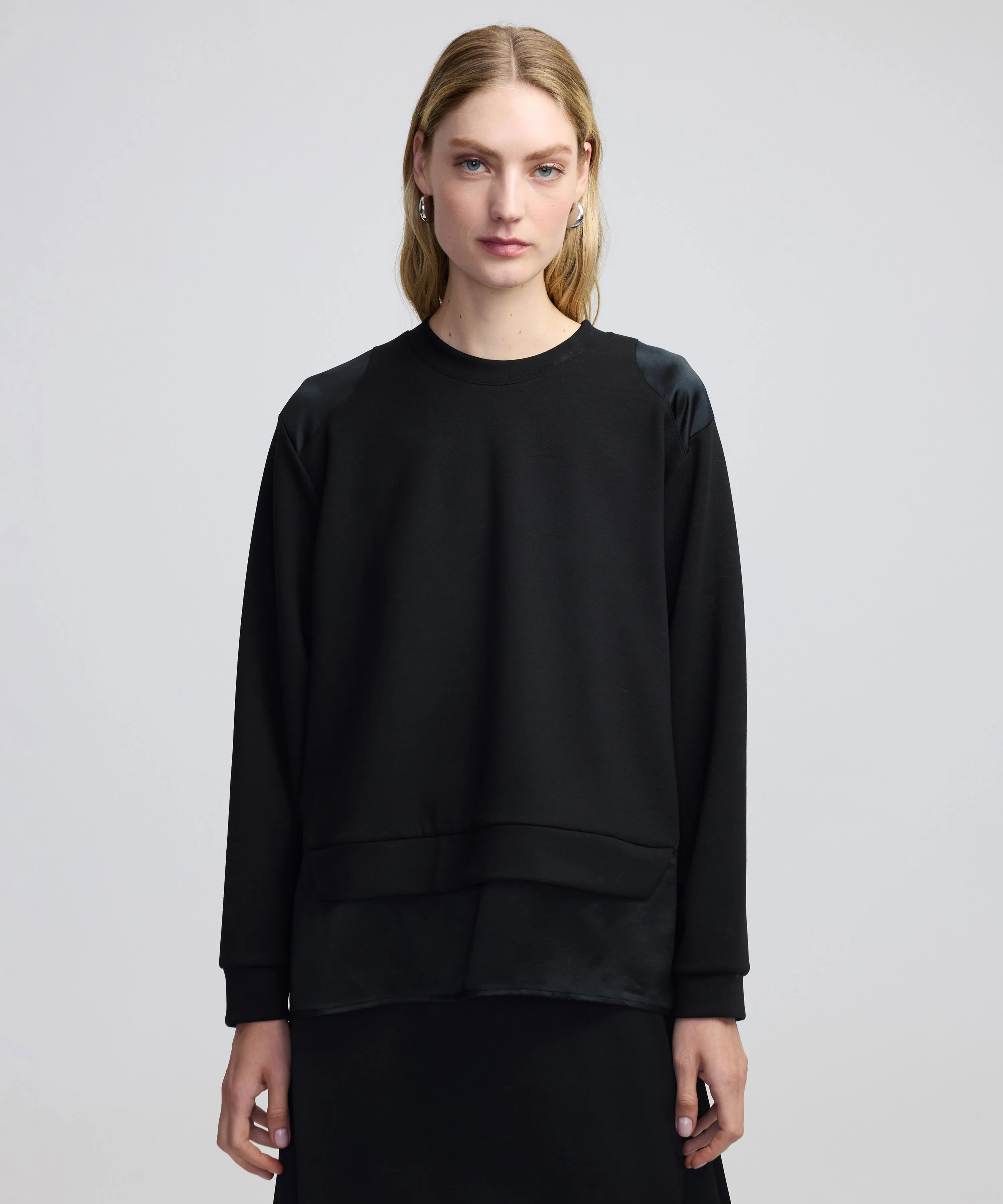 Ipekyol Satin Mix Sweatshirt Black