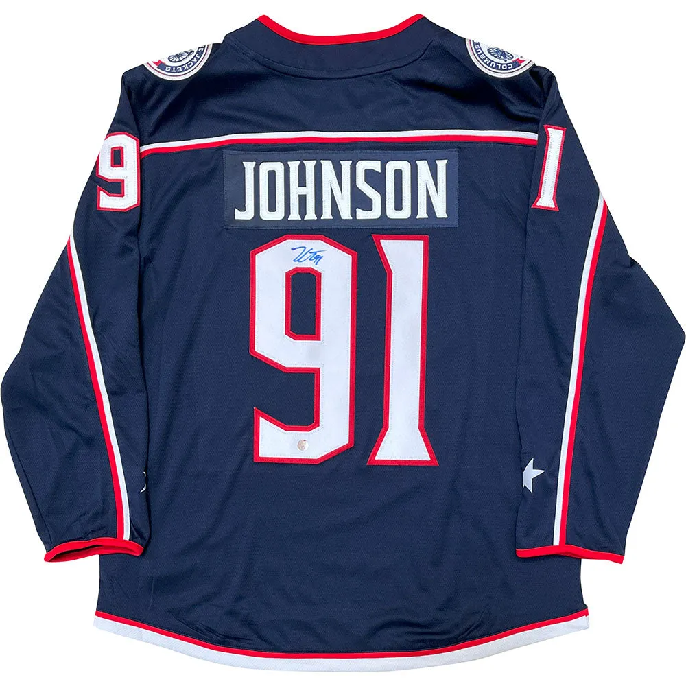 Kent Johnson Autographed Columbus Blue Jackets Replica Jersey