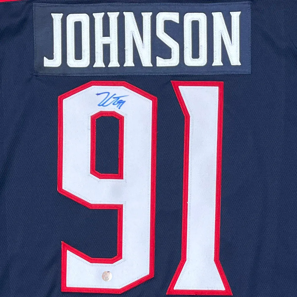 Kent Johnson Autographed Columbus Blue Jackets Replica Jersey