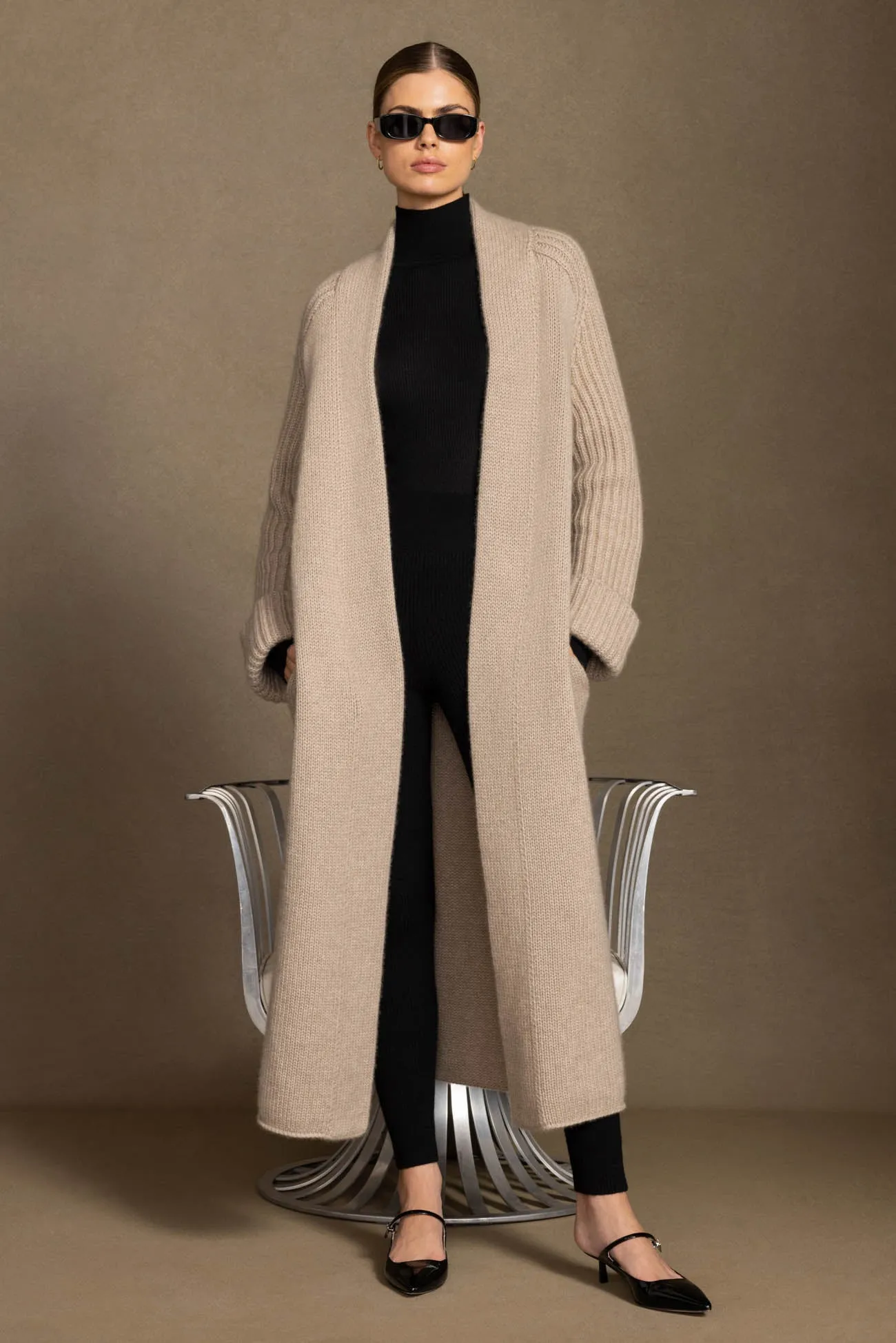 LIYA LONGLINE CASHMERE CARDIGAN