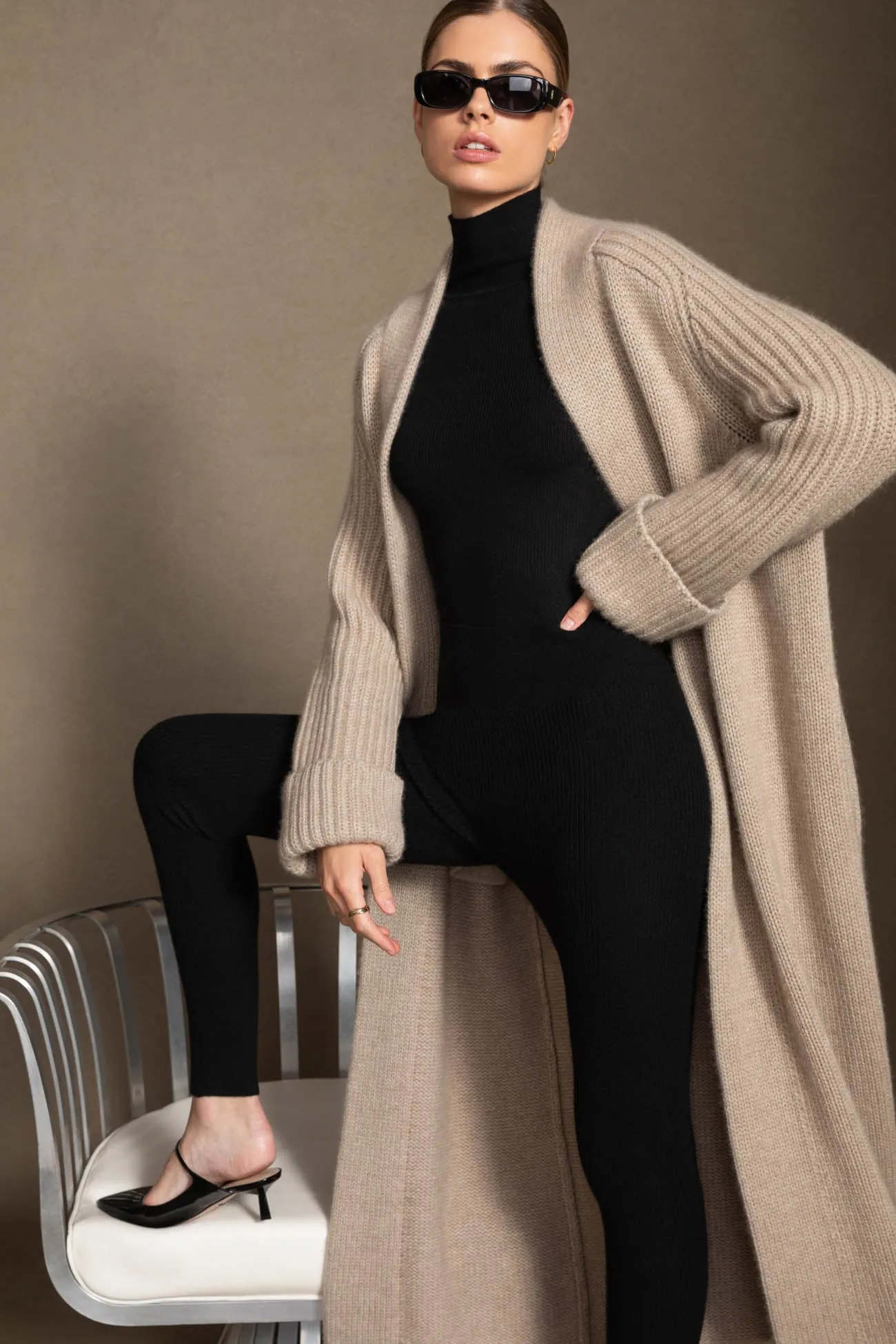 LIYA LONGLINE CASHMERE CARDIGAN