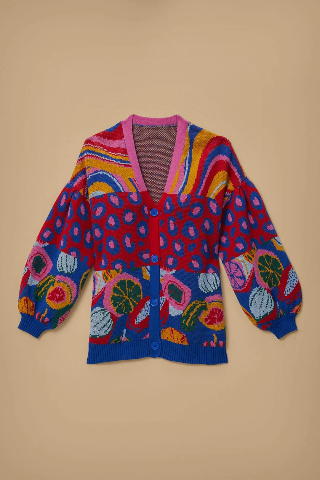 Mixed Prints Knit Cardigan