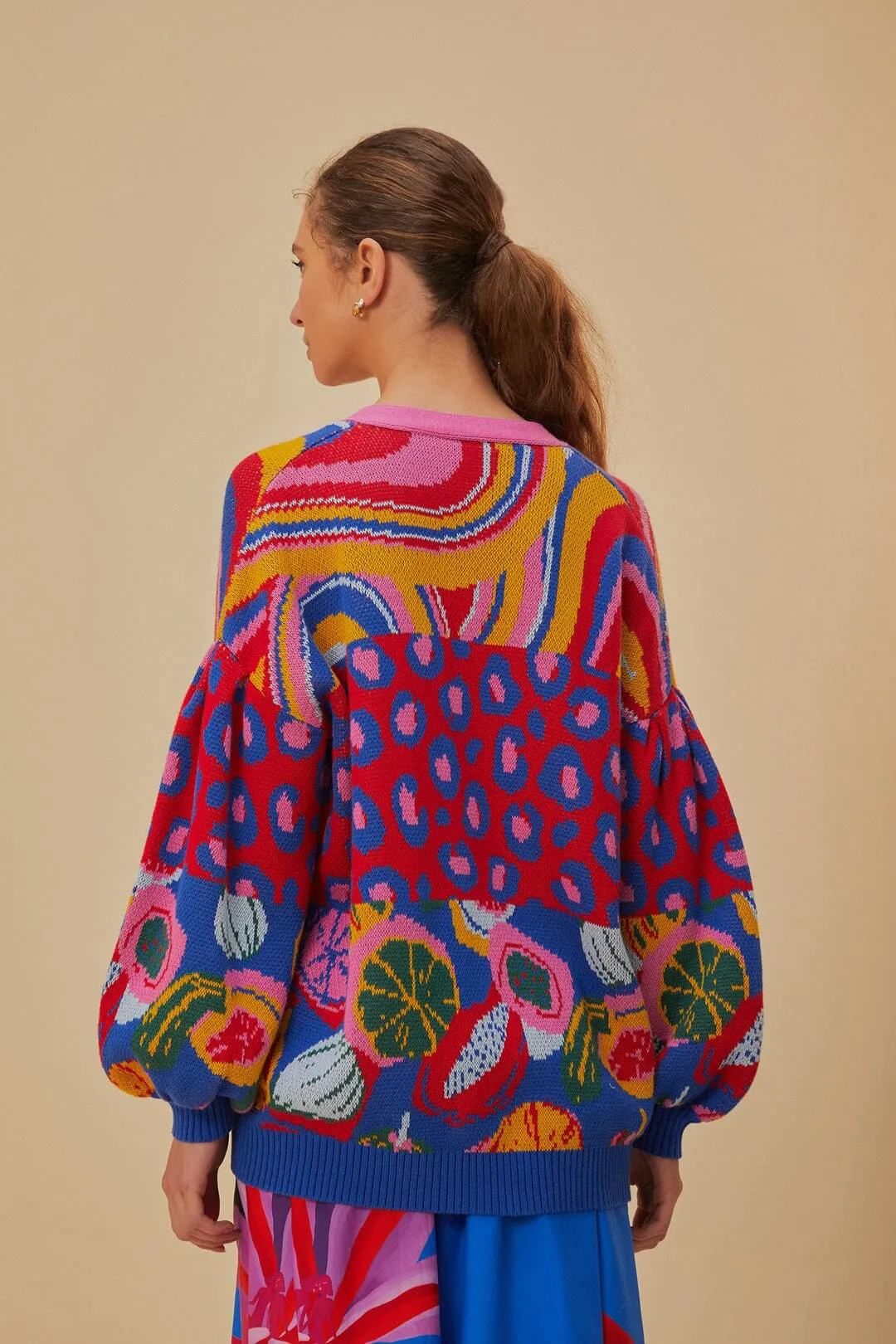Mixed Prints Knit Cardigan