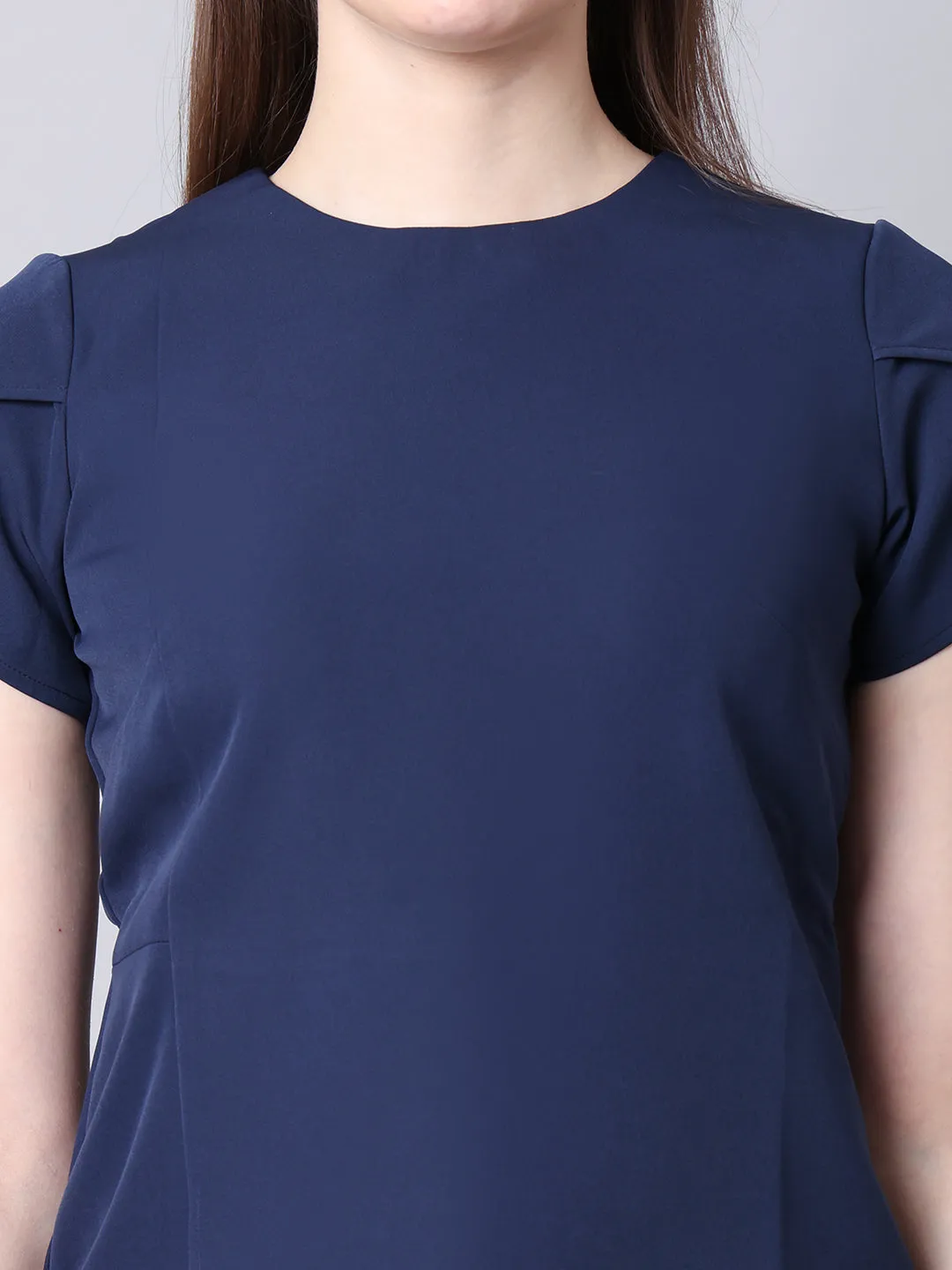Navy Blue Spandex Elysian Essence Asymmetrical Top