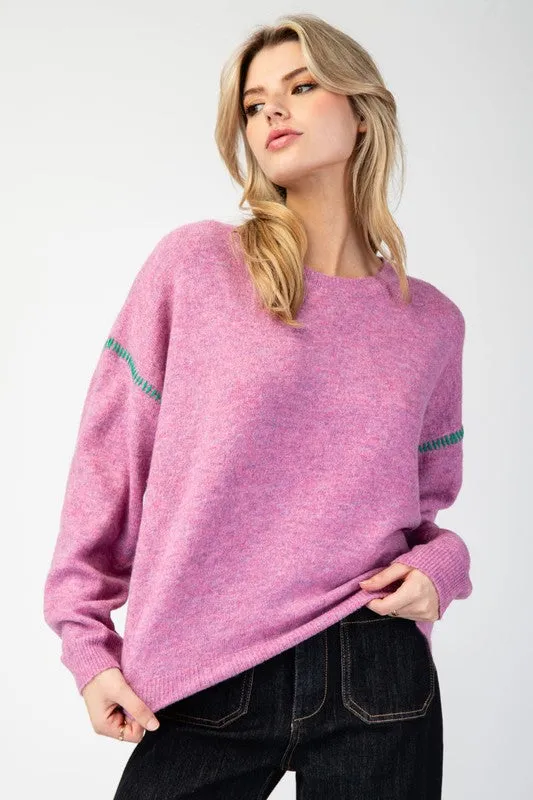 Peony Long Sleeve Knit sweater Top *FINAL SALE*