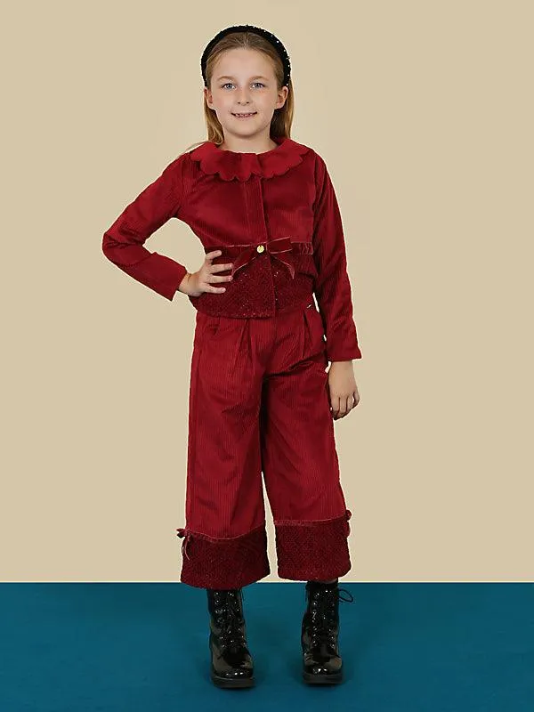 Red Corduroy Frill Jacket