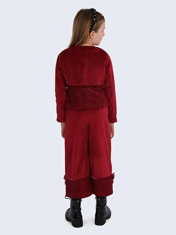 Red Corduroy Frill Jacket