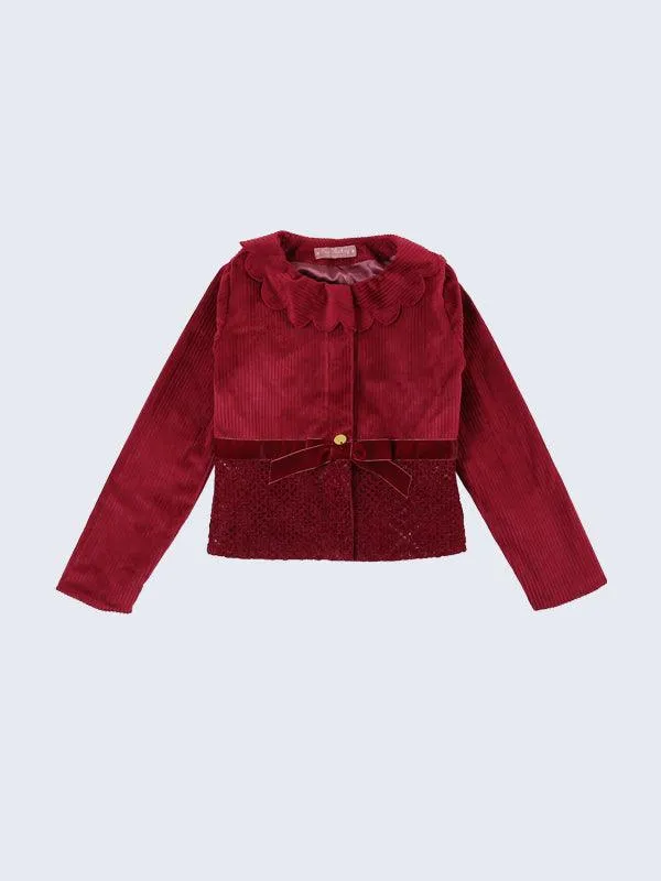 Red Corduroy Frill Jacket