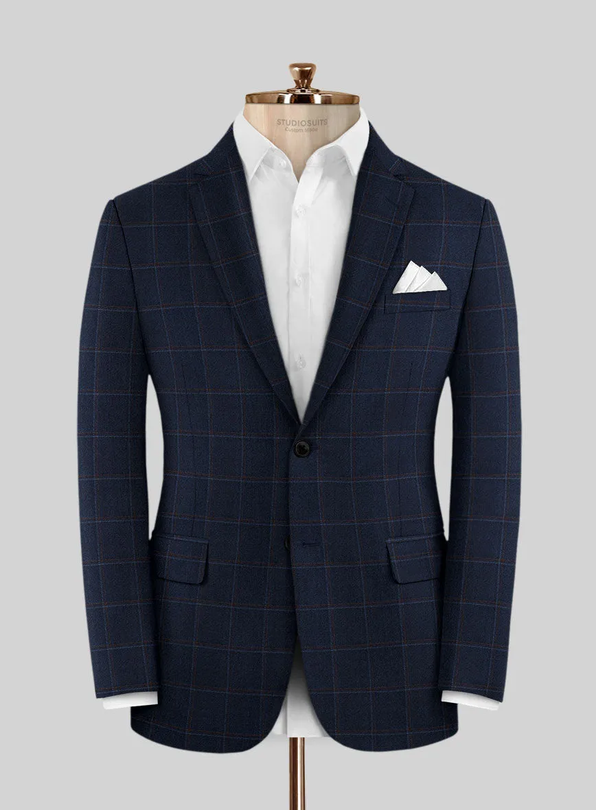 Reda Igidro Blue Checks Wool Jacket