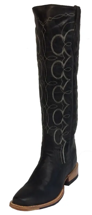 Rod Patrick Black Perro Loco Blunt Toe Boots with 17" Stovepipe Tops