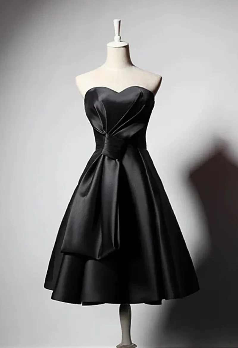 Sweetheart sexy knee length little black modern chic party dress