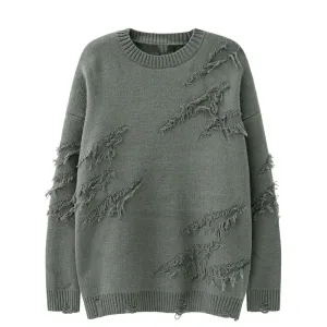 Vintage Acrylic Ripped Knitted Jumper / Original Design Men's Oversized Sweaters