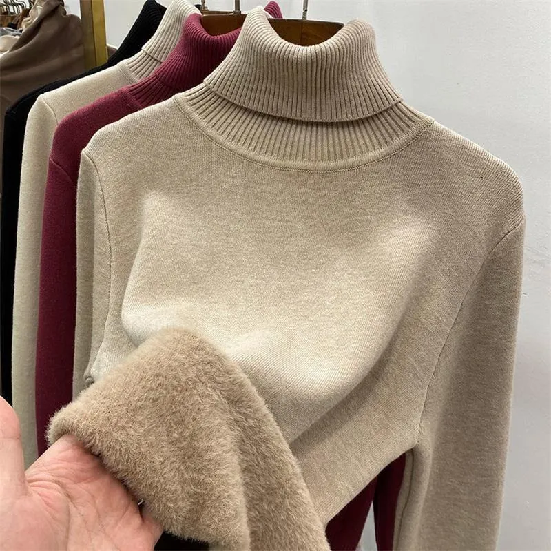 Winter fleece thick knitted bottoming shirt